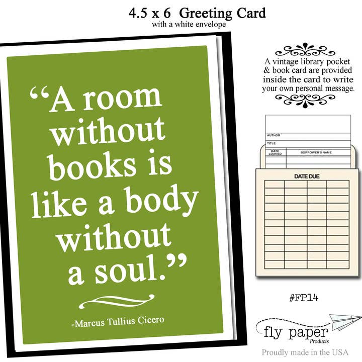 Fly Paper Products - Venta al por mayor Tarjetas de amistad - Tarjeta de felicitación de amistad con cita a Room Without Books1