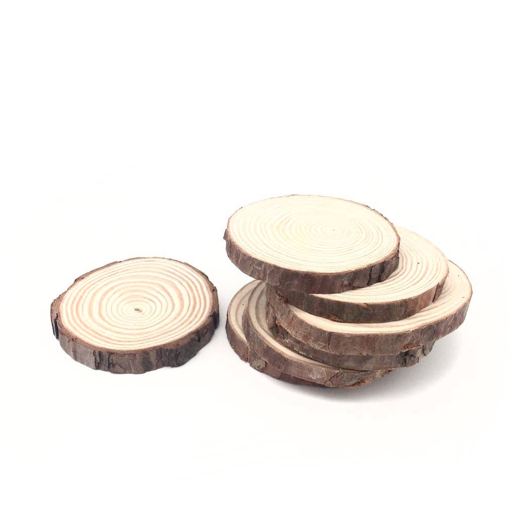 Wax Apothecary - Wholesale Candle Holder - CANDLE COASTER : Natural Wood Slice Display (Small 3")1