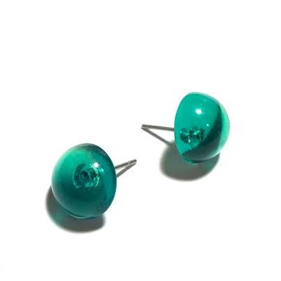 Emerald Green Transparent Retro Button Stud Earrings for wholesale by Leetie Lovendale