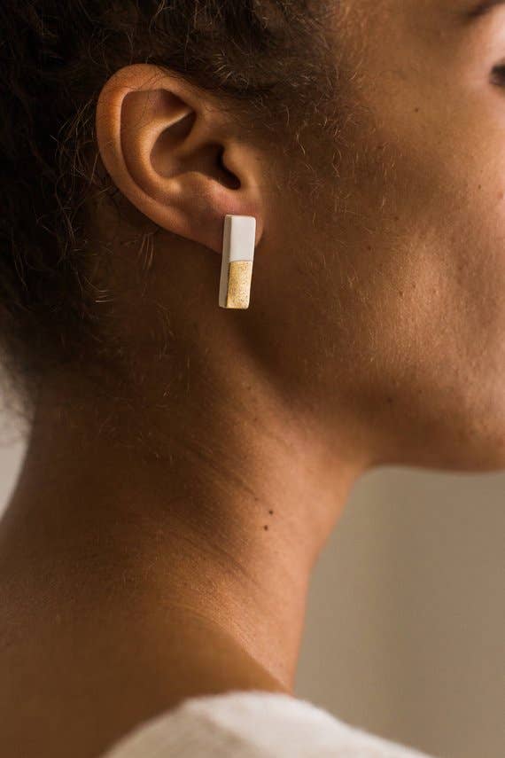 Jenna Vanden Brink Ceramics - Wholesale Stud/Post Earrings - Gold Dipped Bar Earrings2