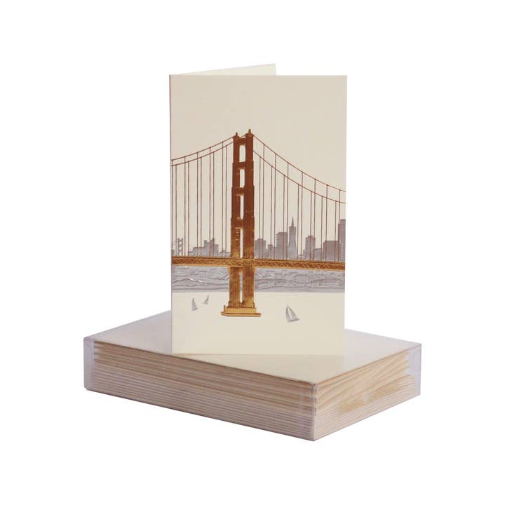 Skyline em San Francisco Mini Note Card Ecru por atacado de PAULA SKENE DESIGNS