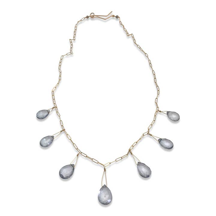 Collier Sept en Acier Quartz Bleu pour la vente par Delisch Jewelry & Accessories