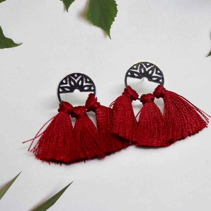 Aria Silk Tassel Earrings for wholesale by Prachi Bhise Jewelry