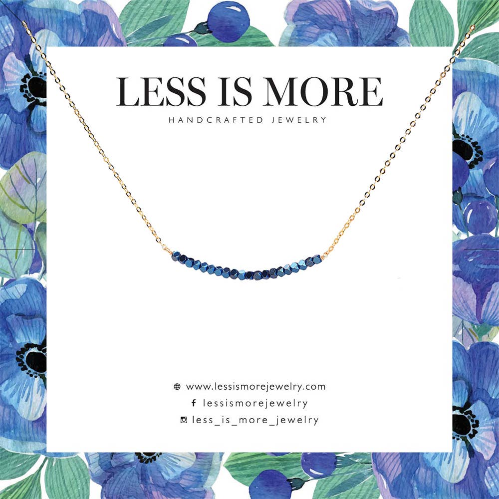 Less is More – Großhandel Perlenarmband – Facettiertes blaues Hämatit-Lächeln-Armband (Gold oder Silber)0