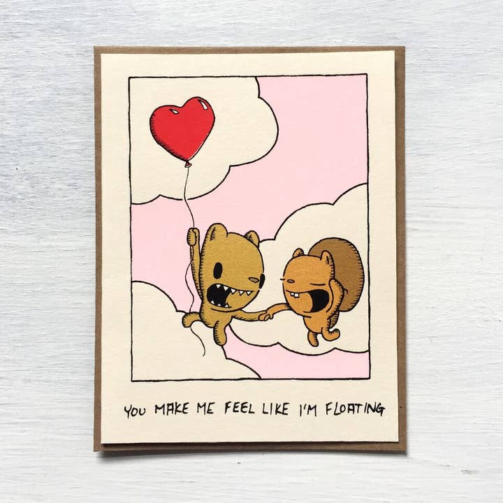 You Make Me Feel Like I’m Floating Love Card for wholesale by everyday balloons print shop