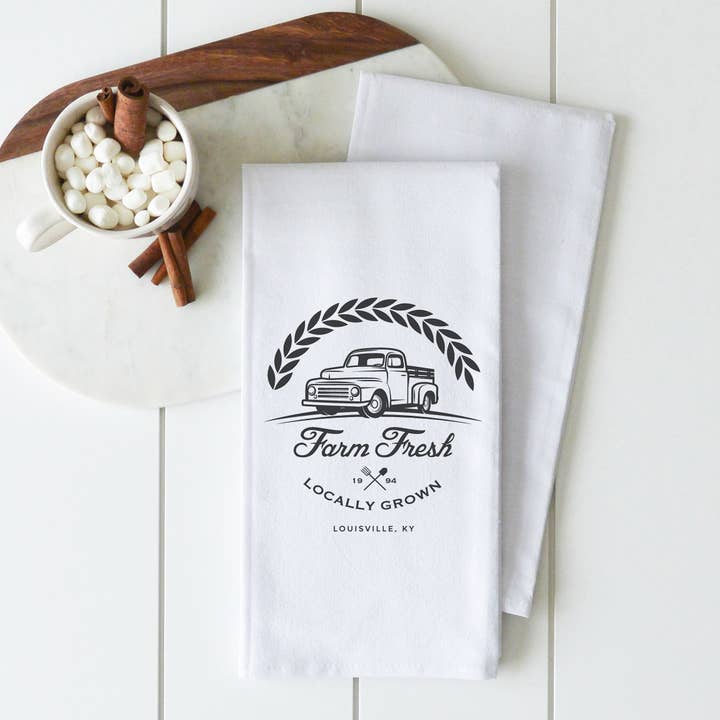 Porter Lane Home - Wholesale Tea Towel - Farm Fresh Custom Tea Towel