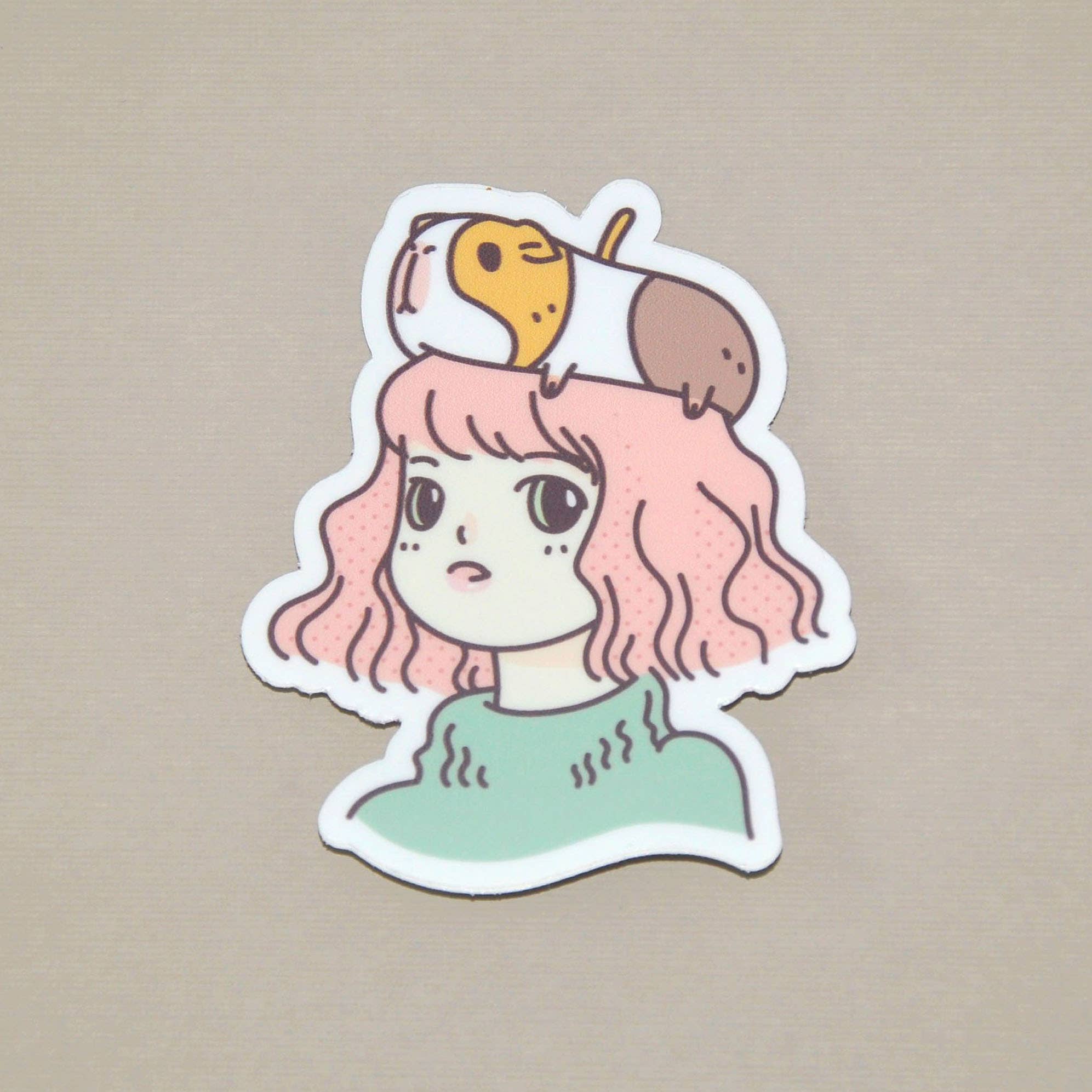 Noristudio - Wholesale Sticker - Guinea Pig Lady Vinyl Sticker