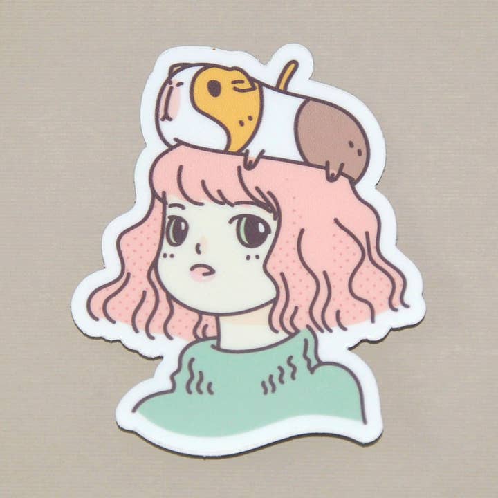 Noristudio - Wholesale Sticker - Guinea Pig Lady Vinyl Sticker0