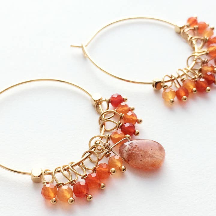 Laura Stark Designs - Wholesale Hoop Earrings - Sunstone Hoop Earrings | Orange Jewelry2