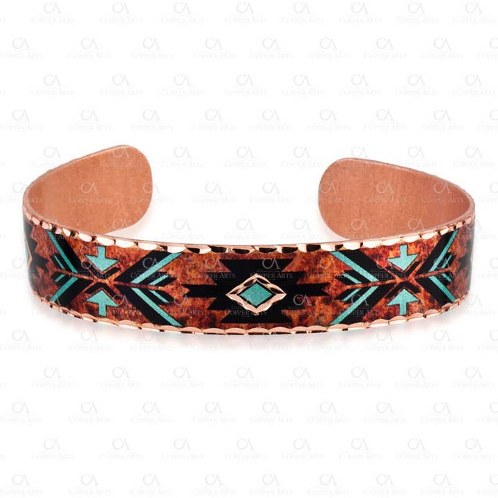 BNS 715 Flame Painted Native Cuff Bracelets BSN-715 for wholesale by COPPER ARTS INC.