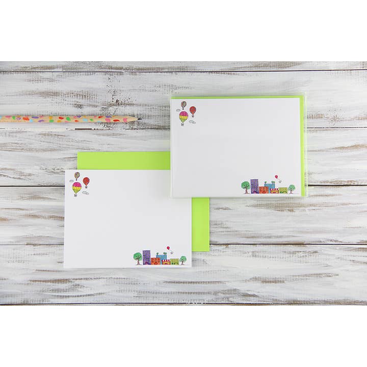 Little Town Flat Notecards Sæt Med 10 for engroshandel hos Porcupine Hugs