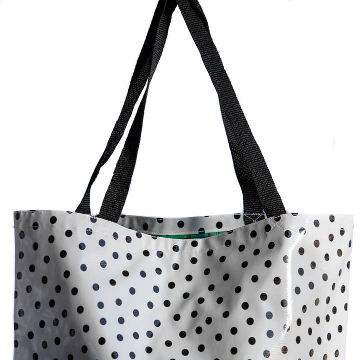 Black Polkadot Large Tote for wholesale by Oilcloth International