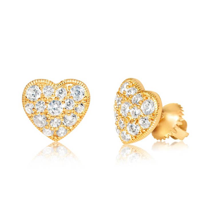 CZ Heart Screwback Earring for wholesale by Chanteur