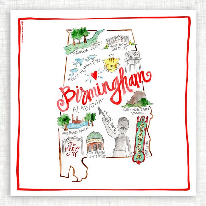 Magnolia Creative Co. - Wholesale Tea Towel - Birmingham Cities Kitchen Towel