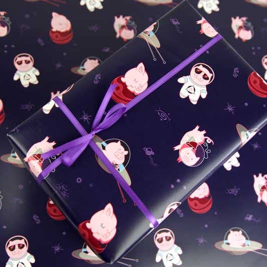 Space Pig Wrapping Paper for wholesale by Studio Smalls