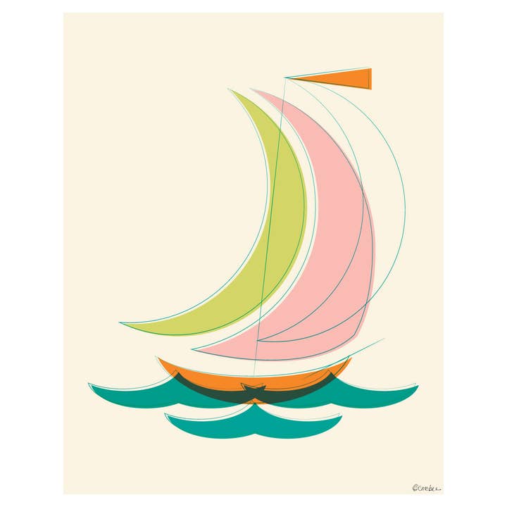 Modern South Studio - Wholesale Art Print - Mid Century Sailboat