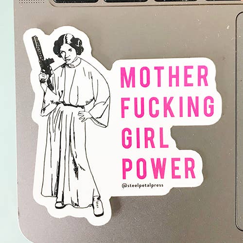 MF Girl Power Die-Cut Sticker for wholesale by Steel Petal Press