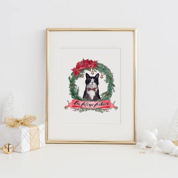 I'm Feline Festive Art Print for wholesale by Cami Monet