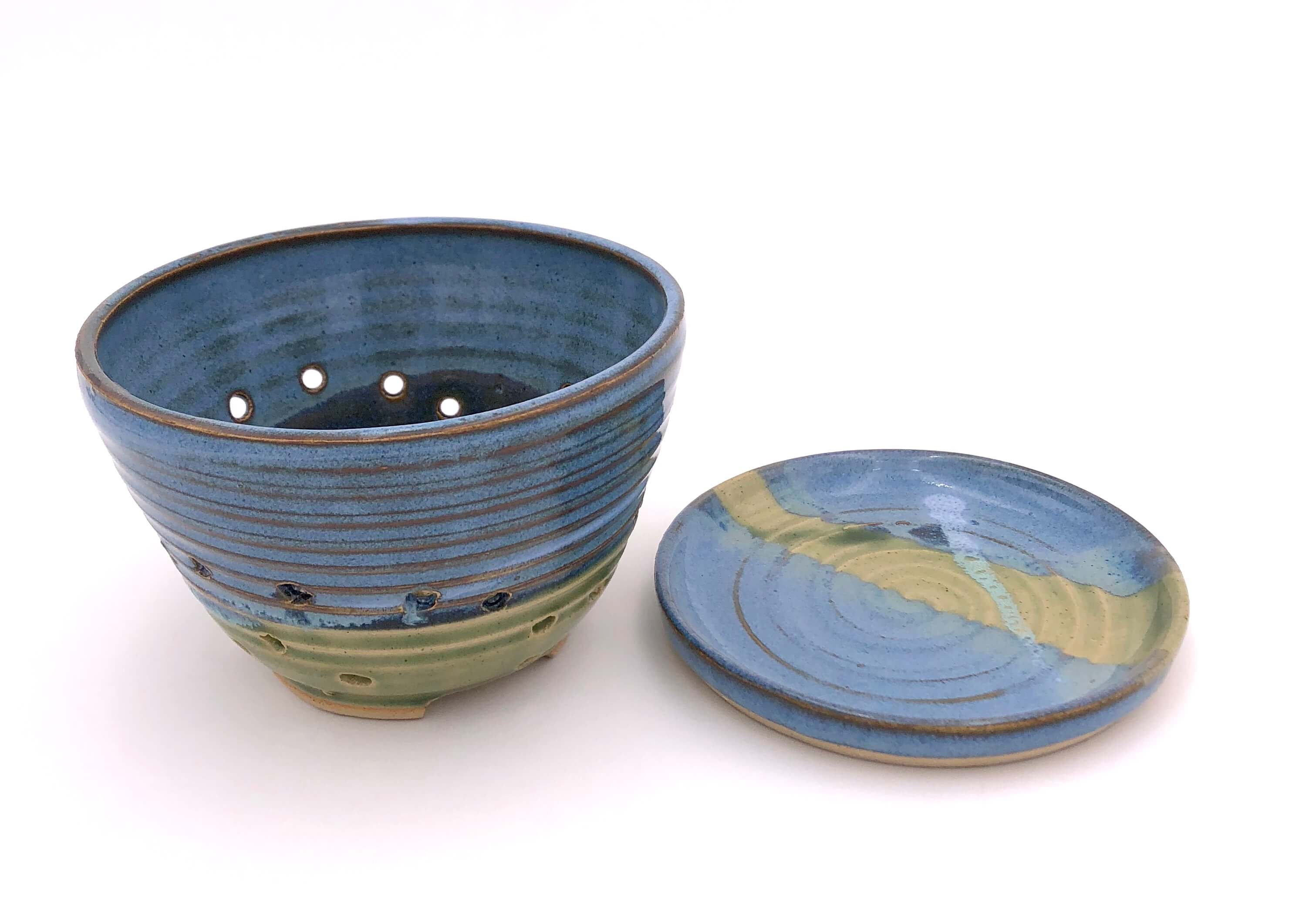 Coastal Clay Co. - Wholesale Colander - Classic Summer Berry Bowl With Saucer - Ceramic Colander3