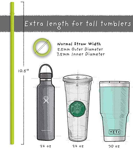 Assorted Color 10.5 Long Reusable Silicone Tumbler Straws for wholesale on Faire1