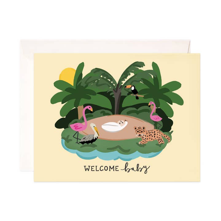 Carte de vœux Baby Jungle - Nouvelle carte pour bébé pour la vente par Bloomwolf Studio