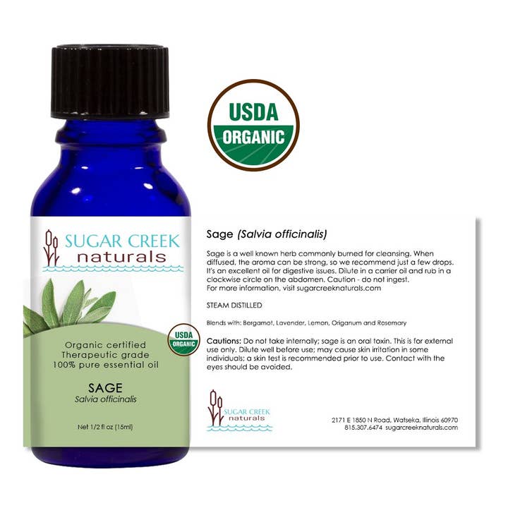 Huile Essentielle de Sauge - BIO 15ml pour la vente par Sugar Creek Naturals