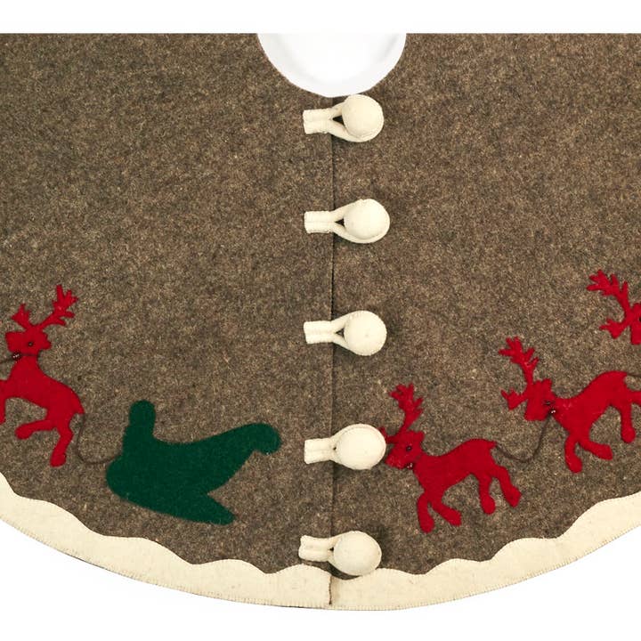 Rena Vermelha em Saia de Árvore de Natal Cinzenta, Trenó do Pai Natal por atacado de Arcadia Home