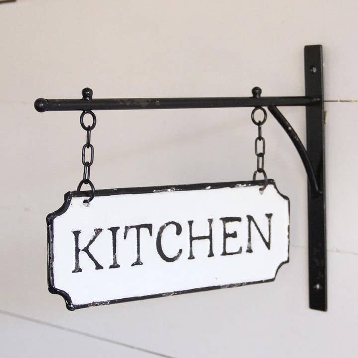 Foreside Home & Garden - Wholesale Sign - White Black Farmhouse Enamel Kitchen Wall Sign on Hanger0
