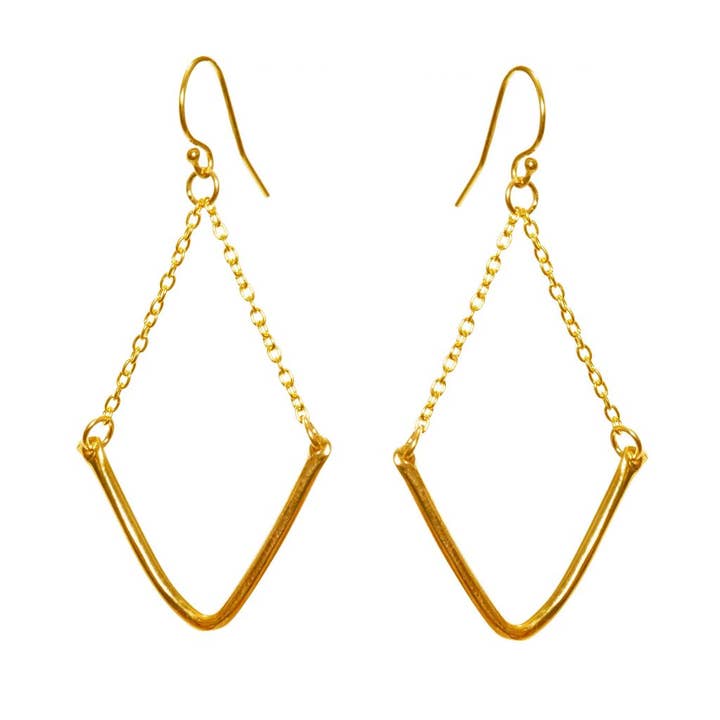 Gold - V Chandelier Earrings for wholesale by Alicia Marilyn Designs
