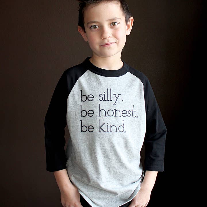 "Be Silly" Youth Raglan for wholesale by The Talking Shirt