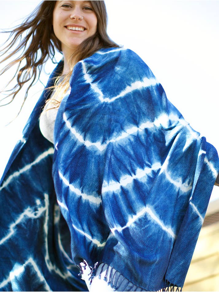 Indigo Shawl for wholesale by Zig Zag Asian Collection