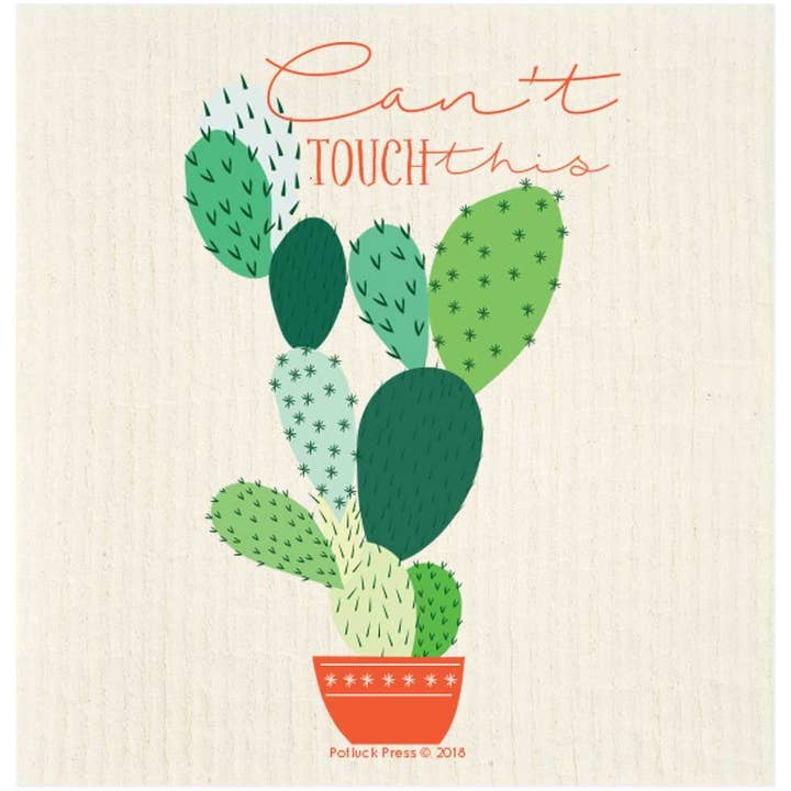 Can't Touch This Cactus Swedish Dishcloth for wholesale by Potluck Press