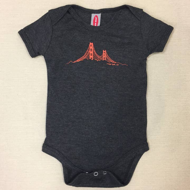 Golden Gate Bridge Dark Gray Heather Infant Onesie for wholesale by New Skool