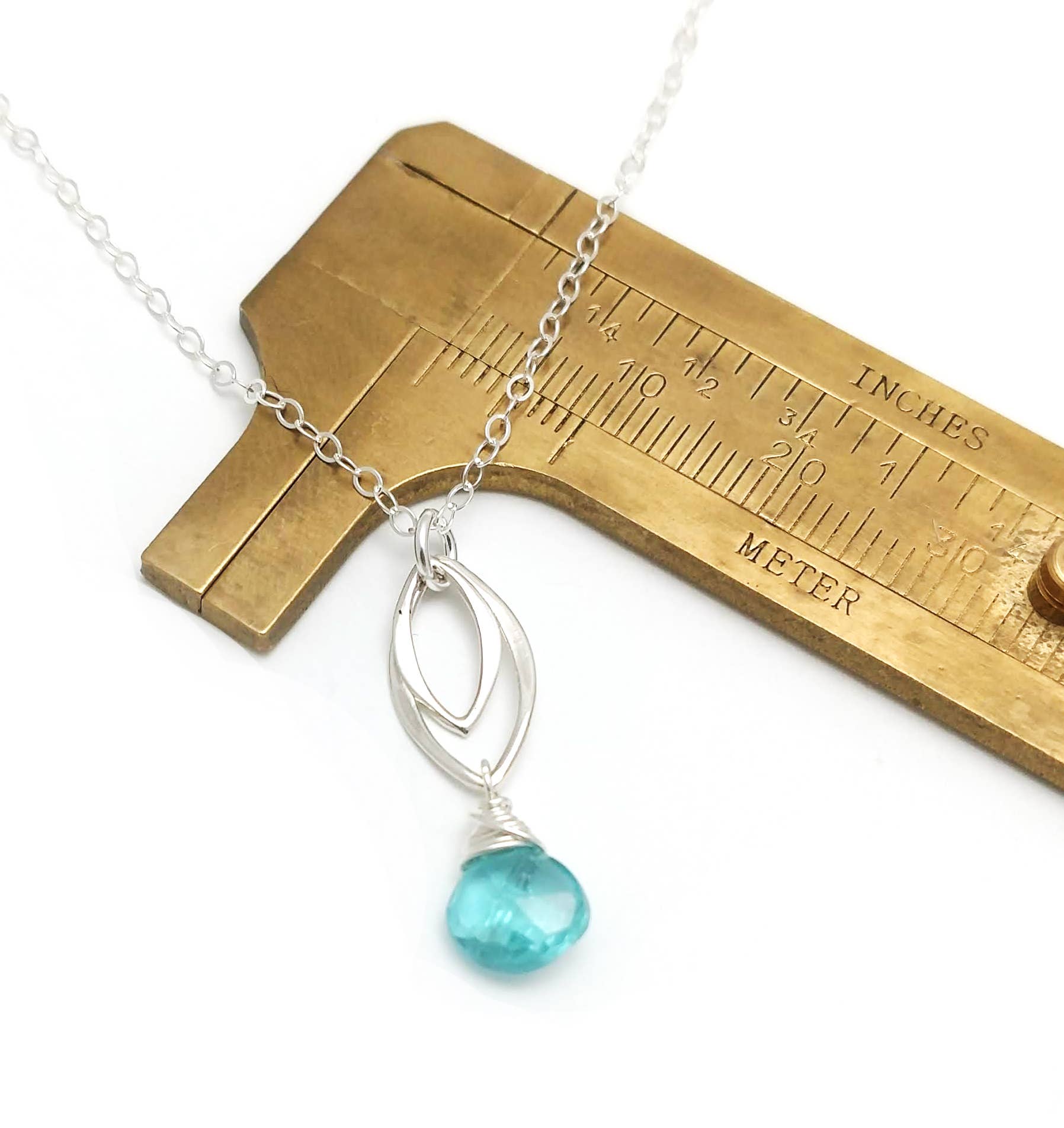 Soasa Designs - Wholesale Pendant/Charm Necklace - Apatite & Sterling Silver Marquise Necklace1