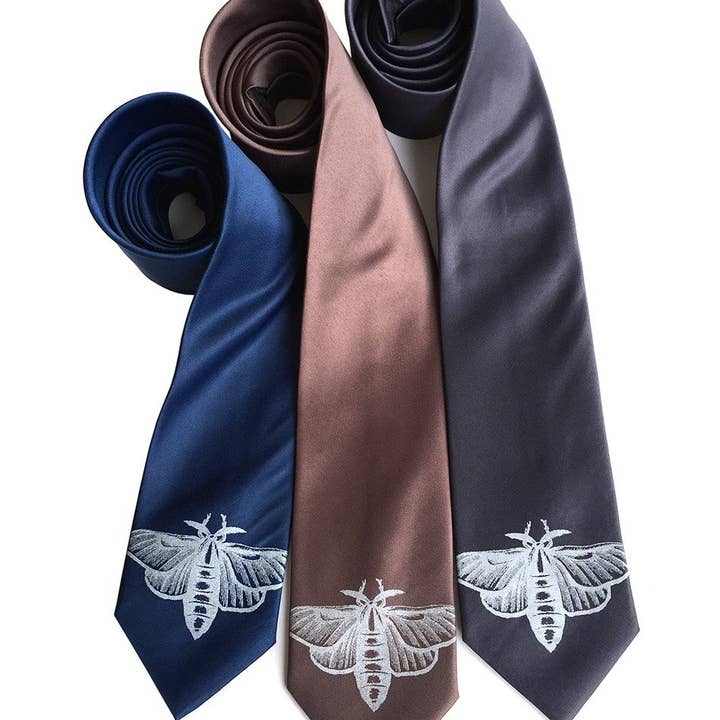 Moth Print Necktie for wholesale by Cyberoptix Tie Lab