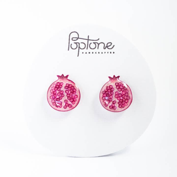 Poptone Co. - Wholesale Stud/Post Earrings - Pomegranate Fruit Stud Earrings2