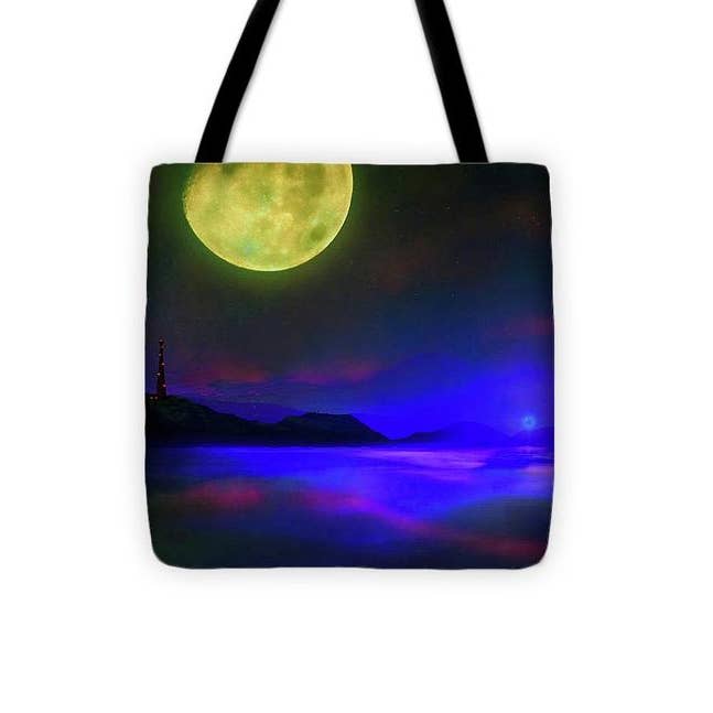 13" x 13" Green Moon Planet 1 Tote Bag for wholesale by Don White-Art Dreamer