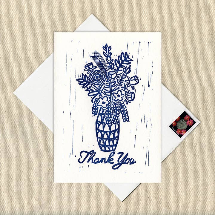 Thank You Flowers Greeting Card for wholesale by The Wishing Well Workshop