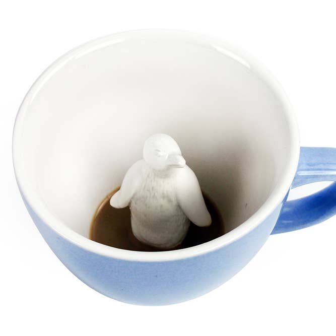 Creature Cups - Wholesale Coffee Mug - Penguin 11 oz. (Ice Blue) Animal Ceramic Mug Gift