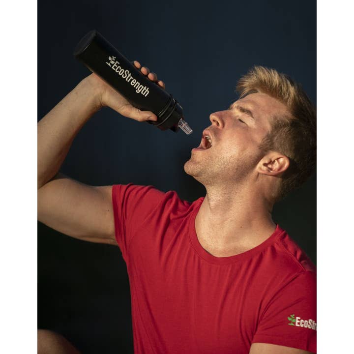 EcoStrength - Venta al por mayor Botellas de agua - Botella de agua negra que ahorra espacio