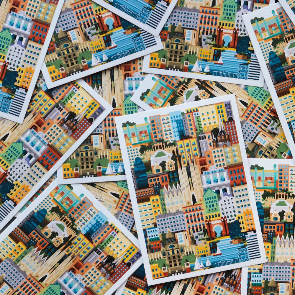 The City Works – wholesale Postcard – Barcelona Colourful Postcard1