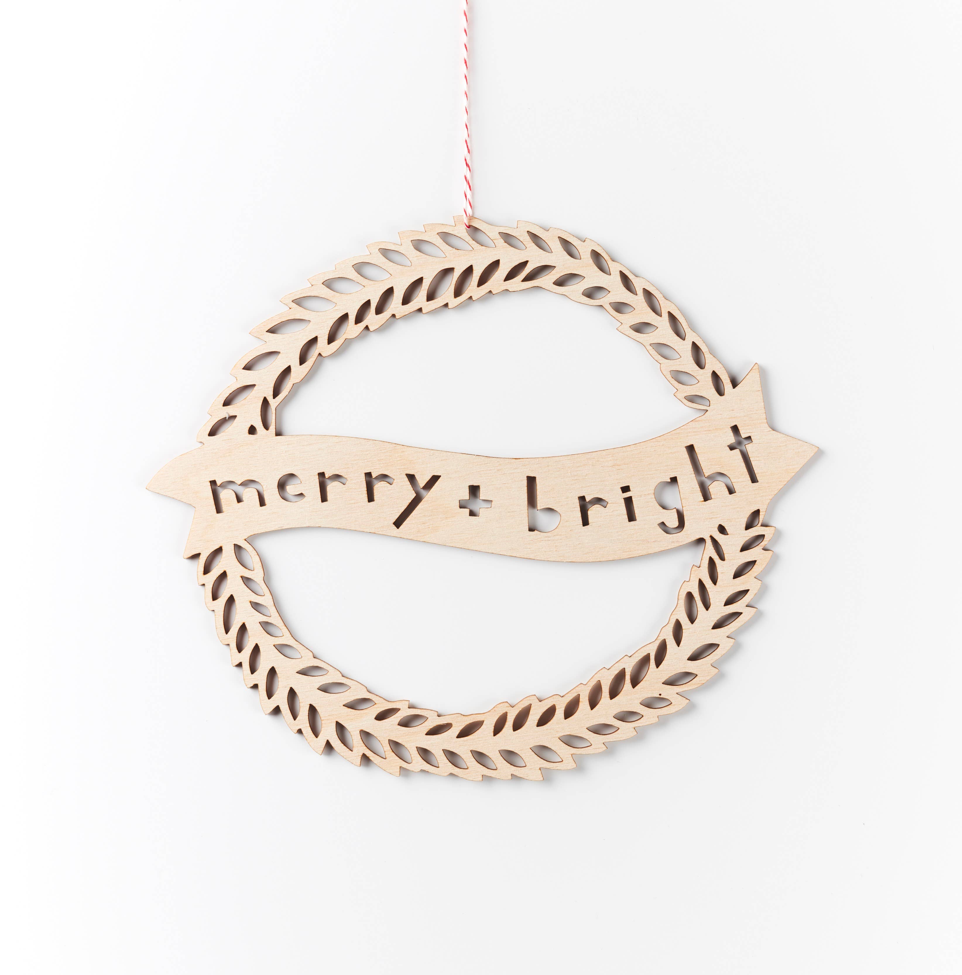 Light + Paper - Wholesale Wreath - Merry + Bright Wooden Wreath
