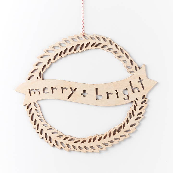 Light + Paper - Wholesale Wreath - Merry + Bright Wooden Wreath0