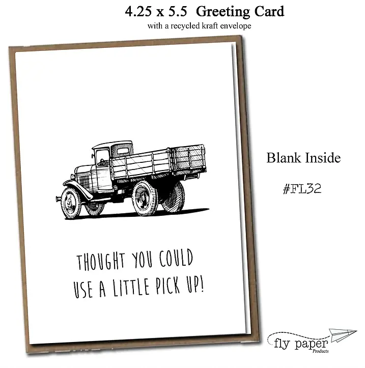 Fly Paper Products - Wholesale Friendship Card - A Little Pick Up! Vintage Style Friendship A2 Greeting Card1