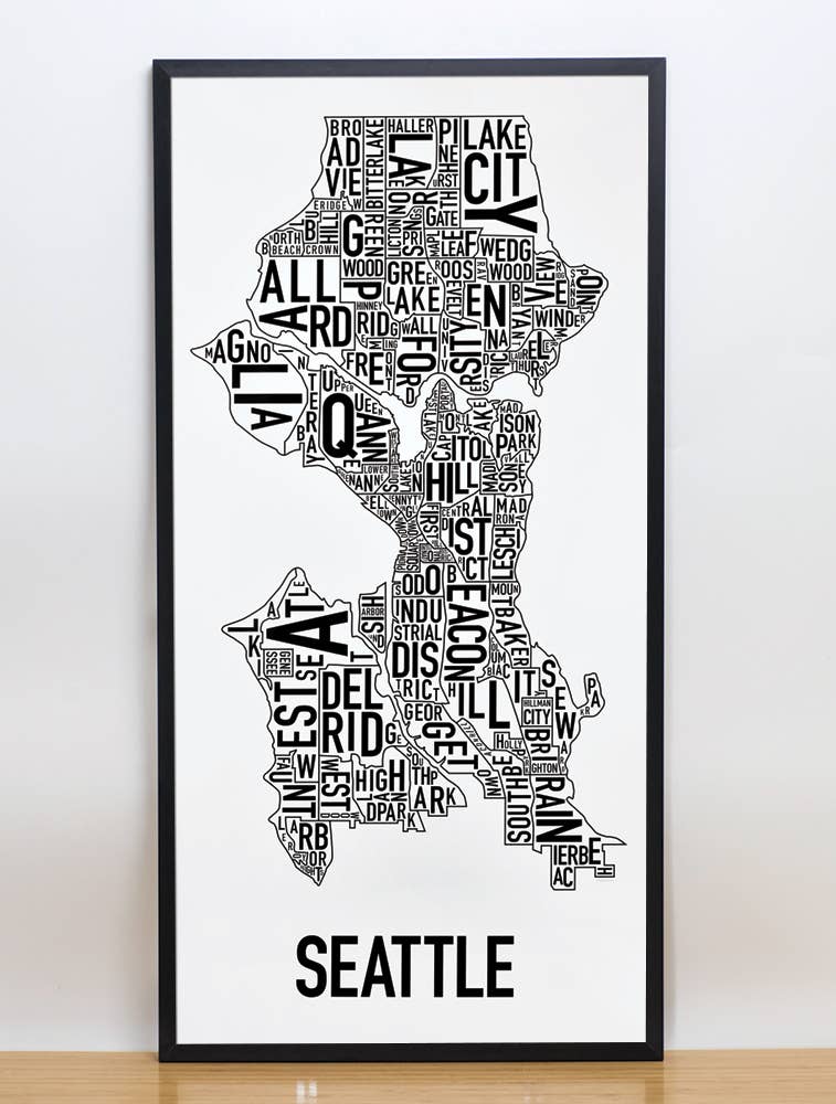 Ork Posters - Wholesale Poster - 16" x 32" Seattle Neighborhood Map Poster1