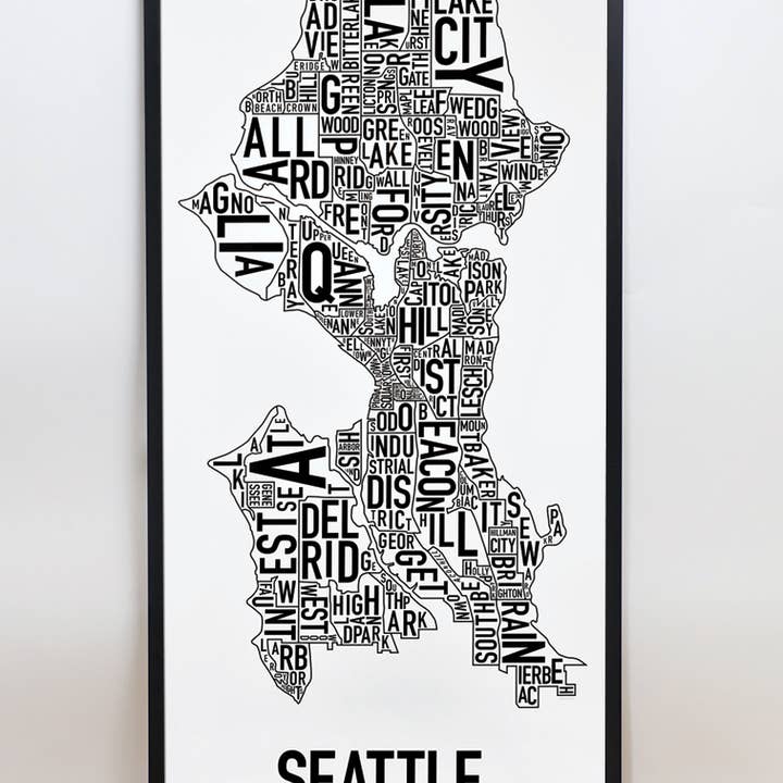 Ork Posters - Wholesale Poster - 16" x 32" Seattle Neighborhood Map Poster1