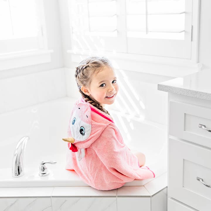 Kloud Bambu | Bamboo Towels & Blankets – Engroshandel Håndklæde med hætte - Børn og baby – Bambus Baby Hætteklædte Håndklæde - Pink Unicorn6