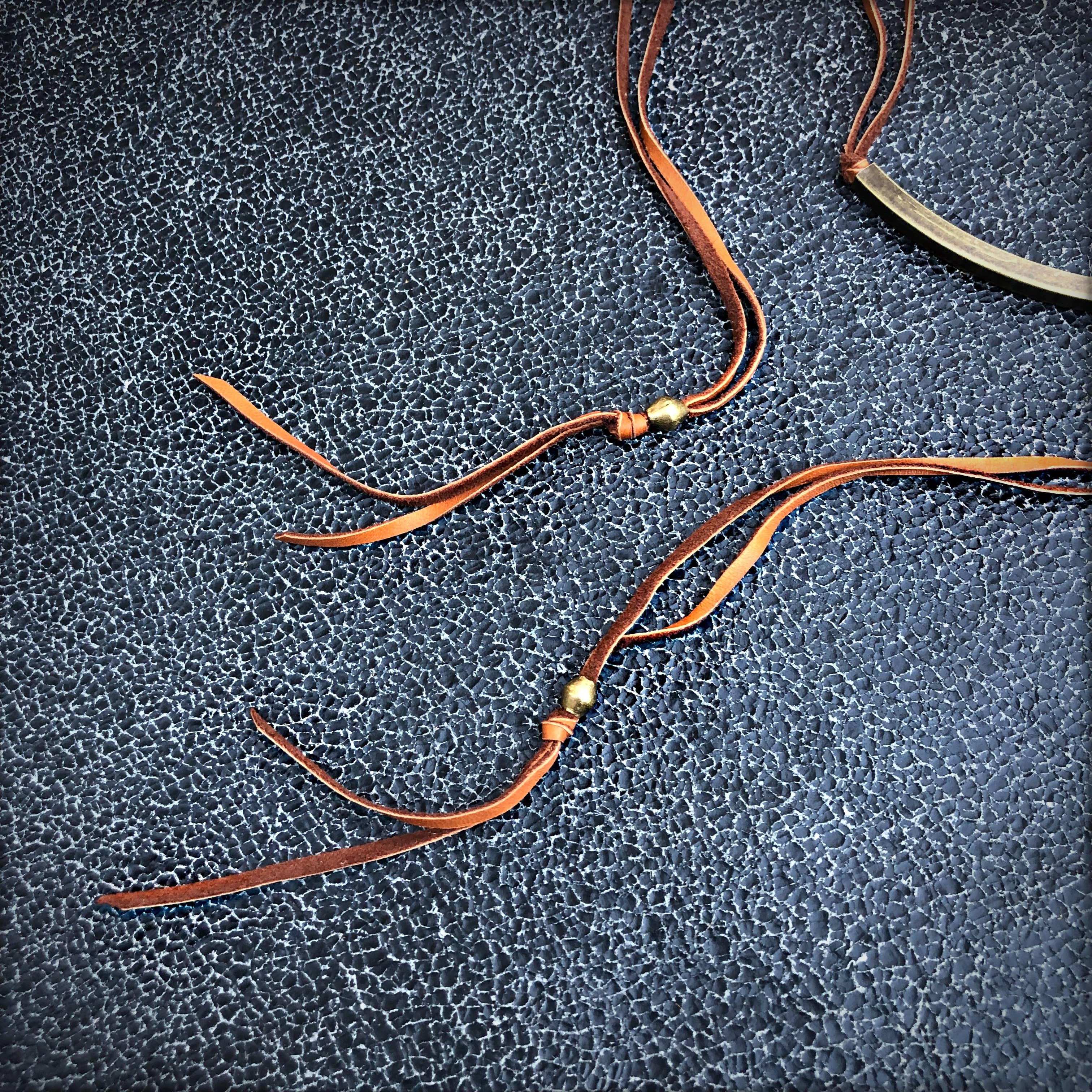 ASTALI - Wholesale Choker/Collar - Leather Wrap Choker - Rust & Brass, Western Necklace/Hatband8