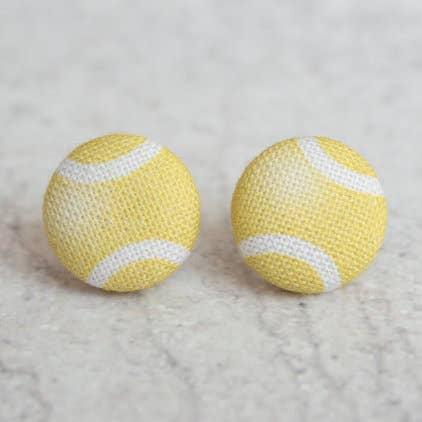 Rachel O's - Wholesale Stud/Post Earrings - Tennis Ball Fabric Button Earrings0