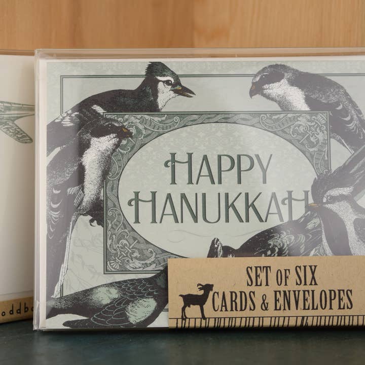 Hanukkah Birds Card BOXED SET for wholesale by Oddball Press LLC